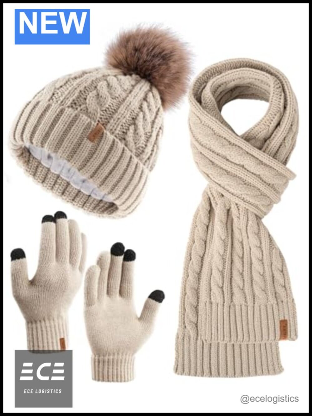 FURTALK Winter Hat Gloves Scarf Set 3 in 1 Fleece Knit Cold Weather
